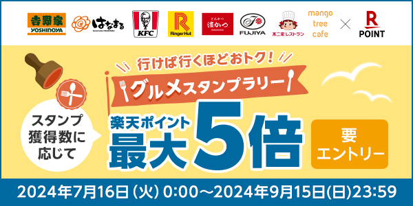 【楽天ポイントカード】行けば行くほどおトク！グルメスタンプラリー！