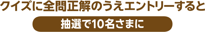 クイズに全問正解のうえエントリーすると抽選で10名さまに